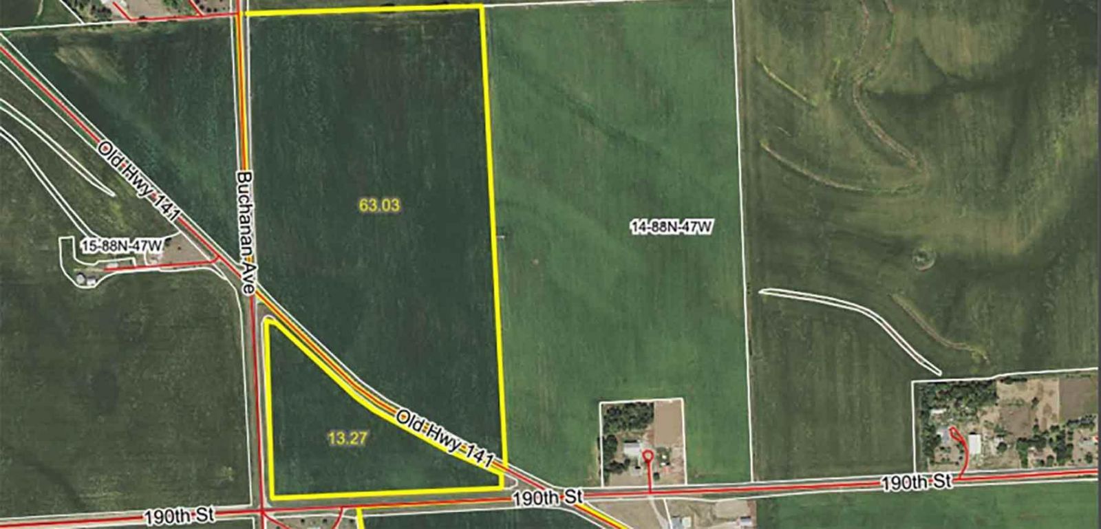 aerial view of acres purchased
