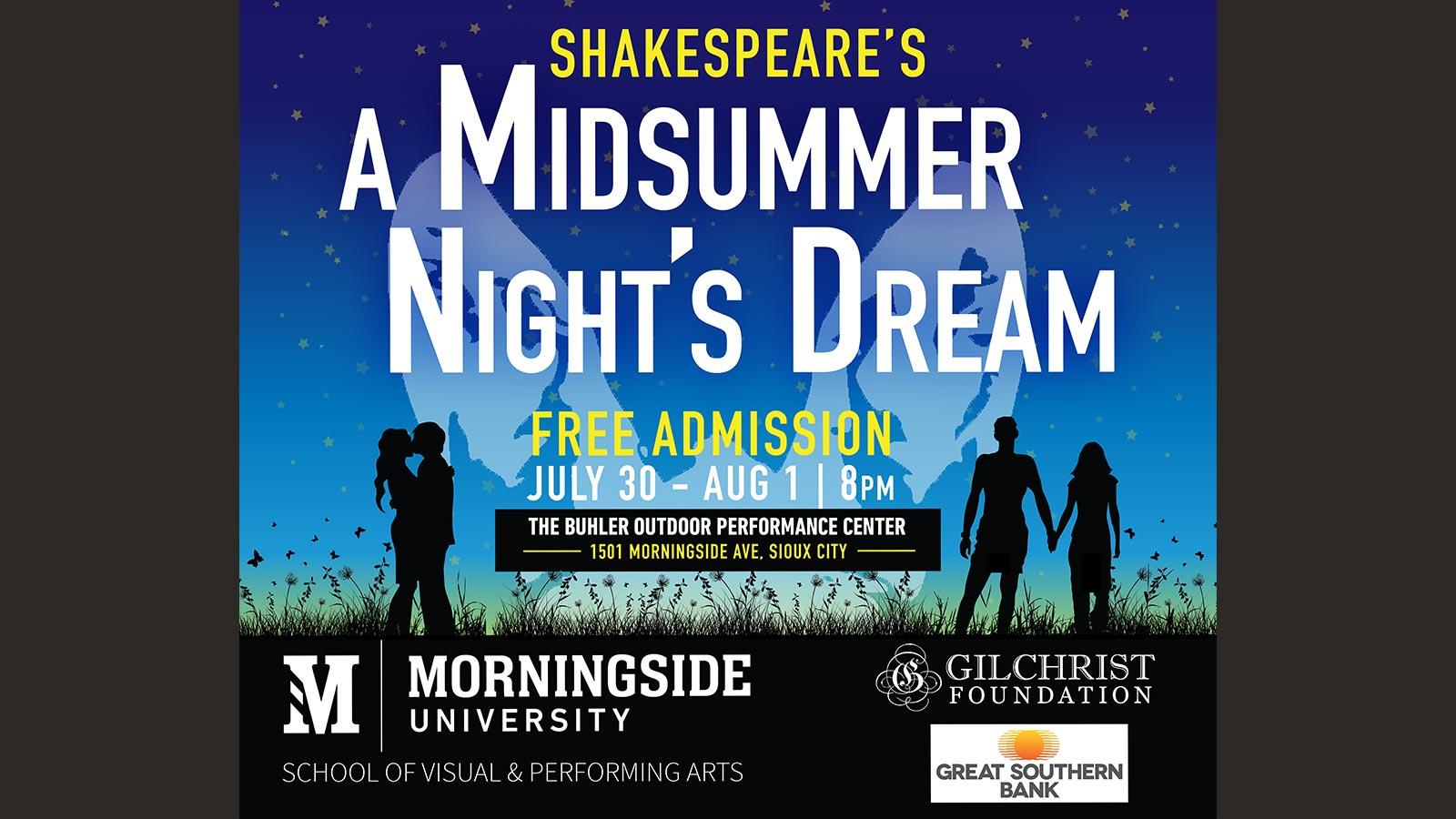 Image with information about Morningside's 2021 production of "A Midsummer Night's Dream"
